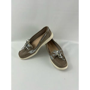 Sperry Women's Boat Shoes Brown Tan Size 6 Suede Silver Laces Cushion